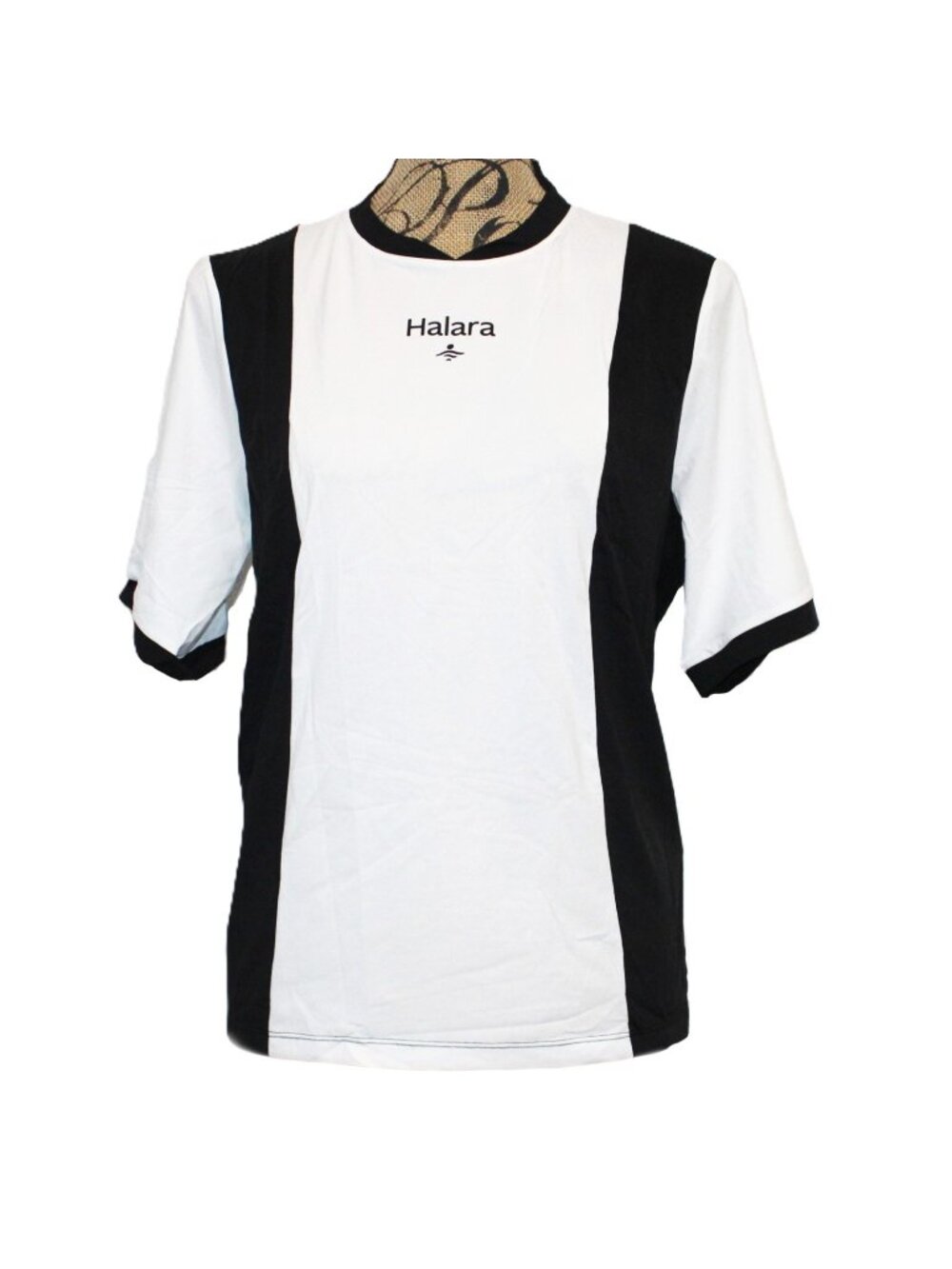 Halara NWT Women's Black White Color Block T-Shirt Short Sleeve Small